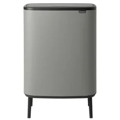 Waste Paper Baskets & Bins^Brabantia Bo touch bin high 60 L, Mineral concrete Grey