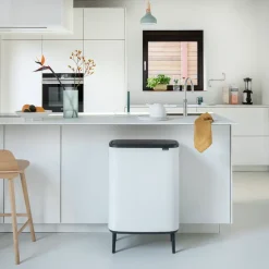 Waste Paper Baskets & Bins^Brabantia Bo touch bin high 60 L, White