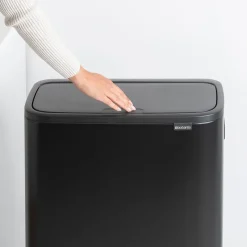 Waste Paper Baskets & Bins^Brabantia Bo touch bin high 2x30 L, matte Black