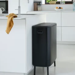 Waste Paper Baskets & Bins^Brabantia Bo touch bin high 2x30 L, matte Black