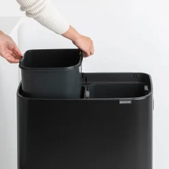 Waste Paper Baskets & Bins^Brabantia Bo touch bin high 2x30 L, matte Black