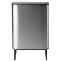 Waste Paper Baskets & Bins^Brabantia Bo touch bin high 2x30 L, matte-brushed steel Silver-coloured