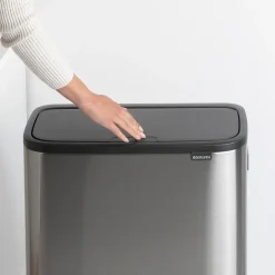 Waste Paper Baskets & Bins^Brabantia Bo touch bin high 2x30 L, matte-brushed steel Silver-coloured