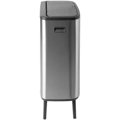 Waste Paper Baskets & Bins^Brabantia Bo touch bin high 2x30 L, matte-brushed steel Silver-coloured