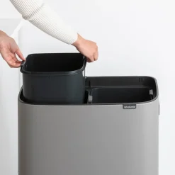 Sale Brabantia Bo touch bin high 2x30 L, Mineral concrete Grey