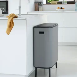 Sale Brabantia Bo touch bin high 2x30 L, Mineral concrete Grey