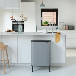 Sale Brabantia Bo touch bin high 2x30 L, Mineral concrete Grey
