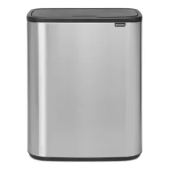 Waste Paper Baskets & Bins^Brabantia Bo touch bin 2x30 L, matte-brushed steel Silver-coloured