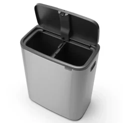 Waste Paper Baskets & Bins^Brabantia Bo touch bin 2x30 L, matte-brushed steel Silver-coloured