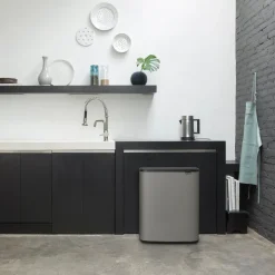 Brabantia Bo touch bin 2x30 L, Mineral concrete Grey