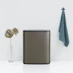 Waste Paper Baskets & Bins^Brabantia Bo touch bin 2x30 L, Platinum Grey