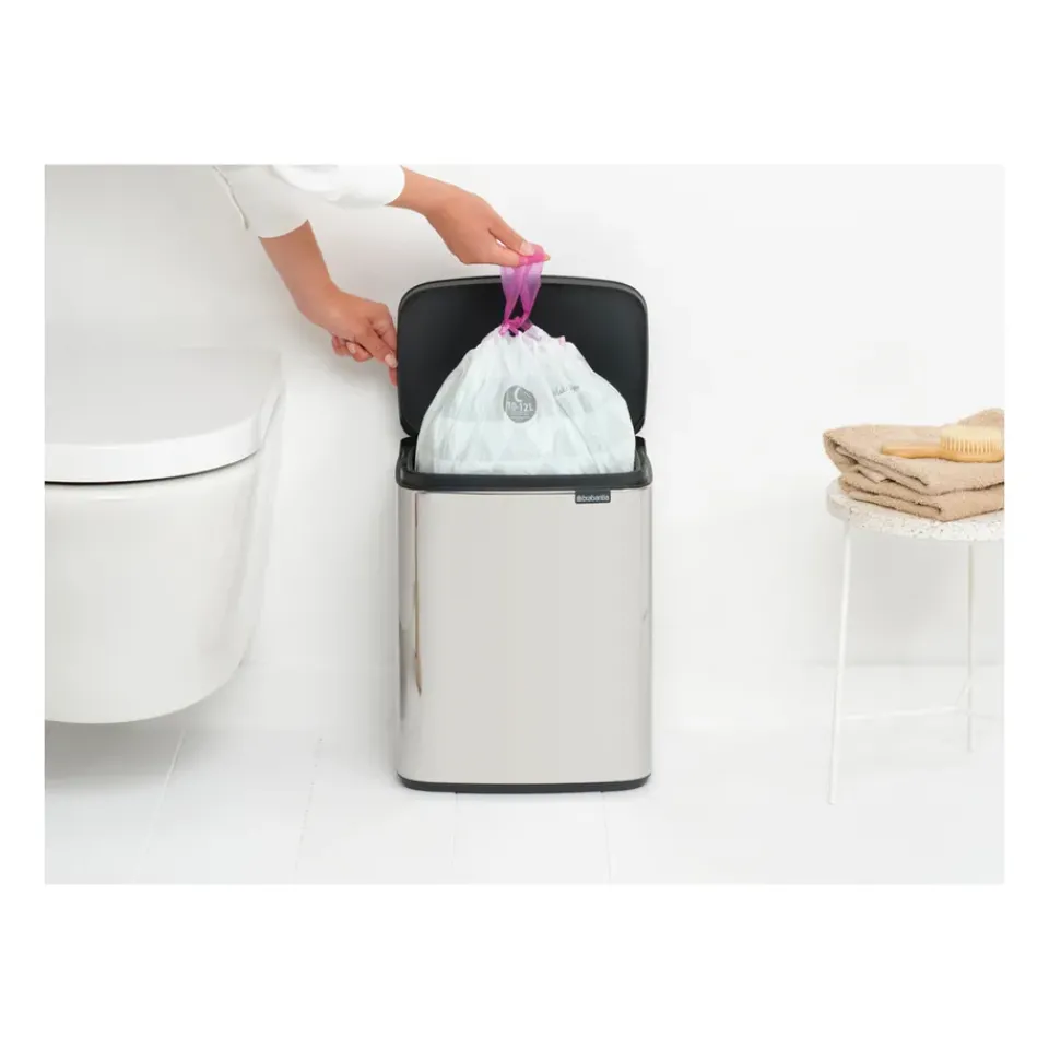Pedal Bins|Pedal Bins^Brabantia Bo waste bin 12 L, Brushed steel - shiny Silver-coloured