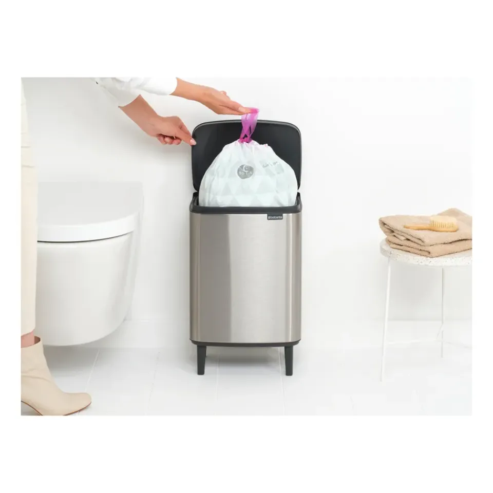 Pedal Bins|Pedal Bins^Brabantia Bo waste bin high 12 L, Brushed steel - matte Silver-coloured
