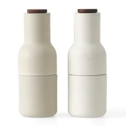Salt & Pepper Grinders^Audo Copenhagen Bottle Grinder spice grinder ceramic 2-pack, Sand (walnut lid) BeigeGrey