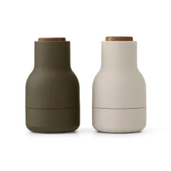 Salt & Pepper Grinders^Audo Copenhagen Bottle Grinder spice mill - small 2-pack, Hunting green-beige-walnut GreenBeige