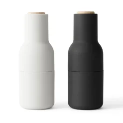 Salt & Pepper Grinders^Audo Copenhagen Bottle Grinder spice mill 2-pack, ash-carbon (beech-wood lid) BlackWhite