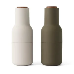 Salt & Pepper Grinders^Audo Copenhagen Bottle Grinder spice mill 2-pack, hunting green-beige (wallnut) BeigeGreen