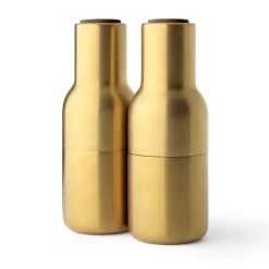 Salt & Pepper Grinders^Audo Copenhagen Bottle Grinder spice mill metal 2-pack, Brushed brass (wallnut lid) Brown