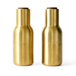 Salt & Pepper Grinders^Audo Copenhagen Bottle Grinder spice mill metal 2-pack, Brushed brass (wallnut lid) Brown