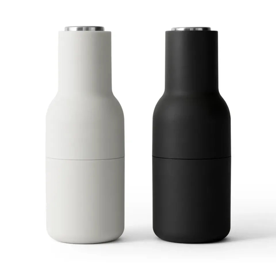 New Audo Copenhagen Bottle Grinder spice mill 2-pack, ash-carbon (steel lid) GreyBlack