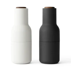 Salt & Pepper Grinders^Audo Copenhagen Bottle Grinder spice mill 2-pack, ash-carbon (wallnut lid) BlackWhite