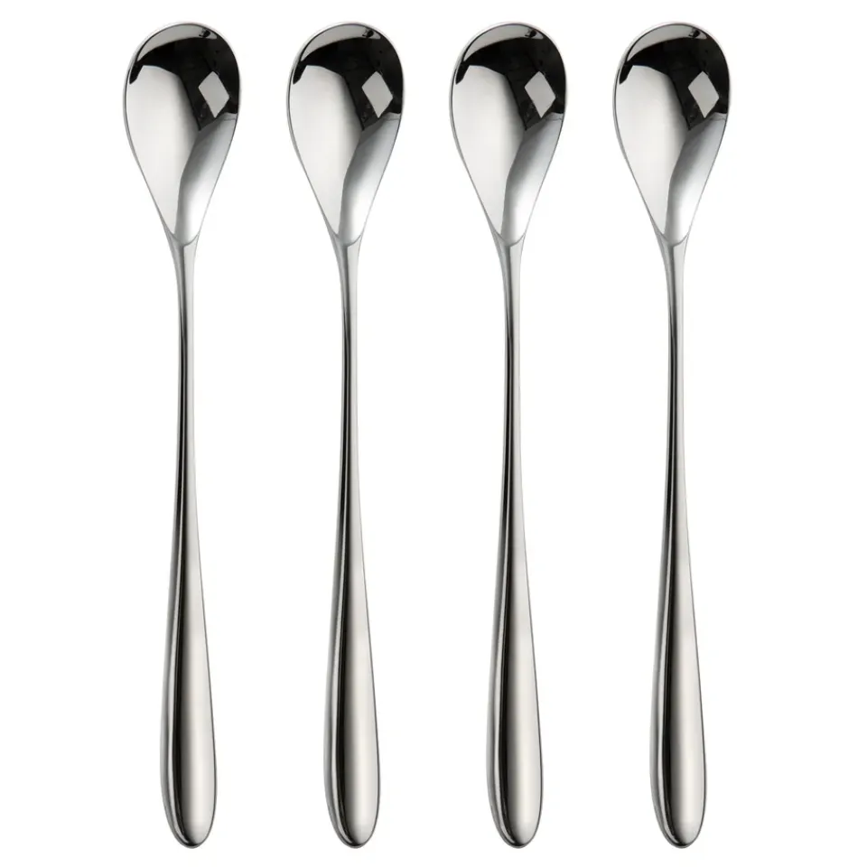 Tea & Coffee Spoons^Robert Welch Bourton Bright latté spoon 4 pieces, Stainless steel Silver-coloured