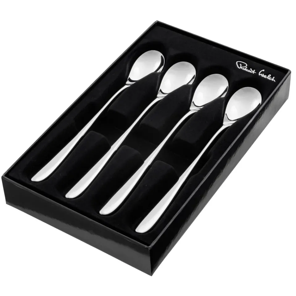 Tea & Coffee Spoons^Robert Welch Bourton Bright latté spoon 4 pieces, Stainless steel Silver-coloured