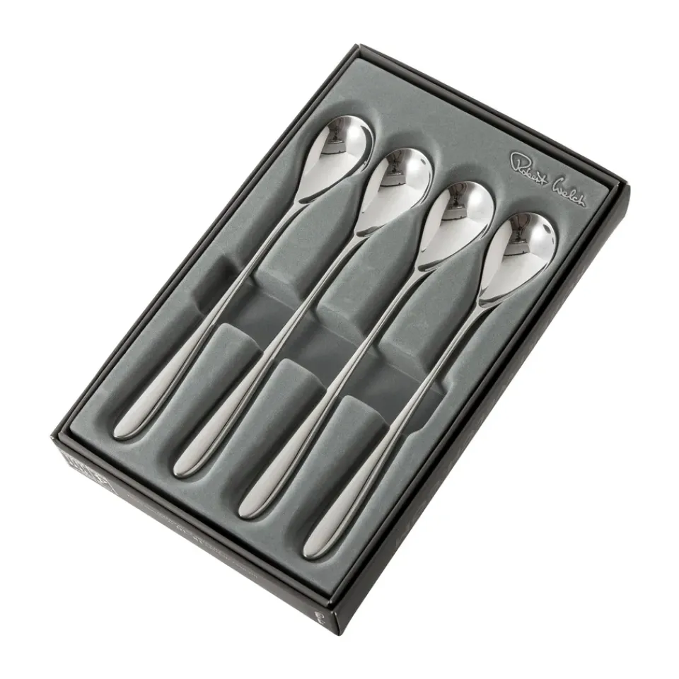 Tea & Coffee Spoons^Robert Welch Bourton Bright latté spoon 4 pieces, Stainless steel Silver-coloured