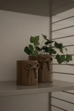Flower Pots^DBKD Bow pot Ø11 cm, Shiny nougat Brown