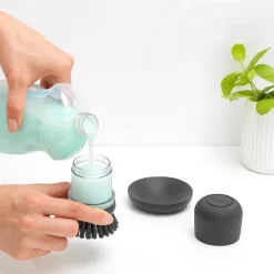 Other Washing & Cleaning Accessories^Brabantia dish soap holder with dish brush, dark Grey