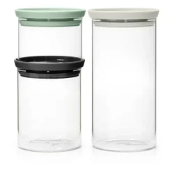 Discount Brabantia glass jar 3-pack, Black-grey-green Multi