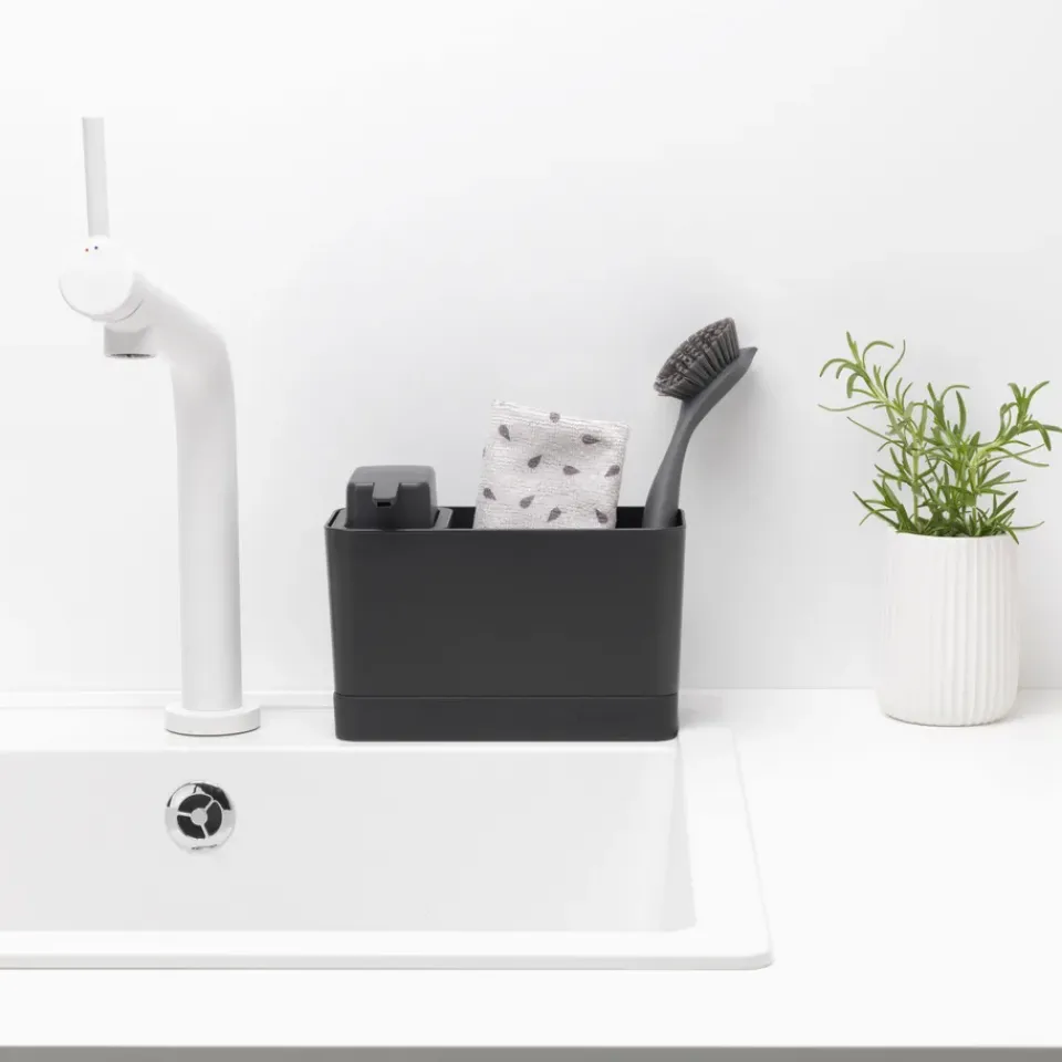Brabantia kitchen sink organizer with soap dispenser, dark Grey