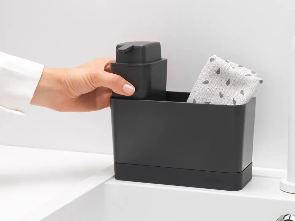 Brabantia kitchen sink organizer with soap dispenser, dark Grey