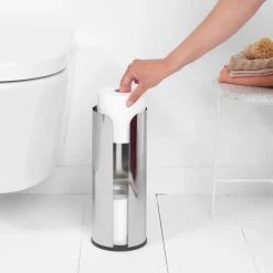 Toilet Roll Holders^Brabantia toilet paper holder 3 rolls, brilliant steel Silver-coloured