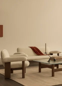 Best Audo Copenhagen Brasilia armchair low back, Walnut-Nature sheepskin curly Beige