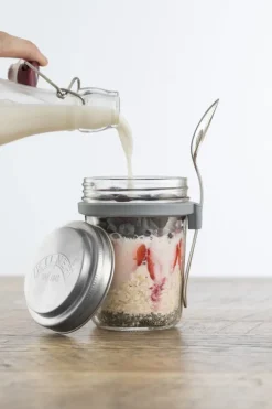 Lunch Boxes & Food Containers^Kilner Breakfast set glass bowl + spoon, 0,35 L Silver-colouredTransparent
