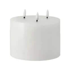 Led-Candles^Scandi Essentials Bright Melt block candle LED 3 wicks 13 cm, White