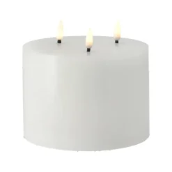 Led-Candles^Scandi Essentials Bright Melt block candle LED 3 wicks 13 cm, White