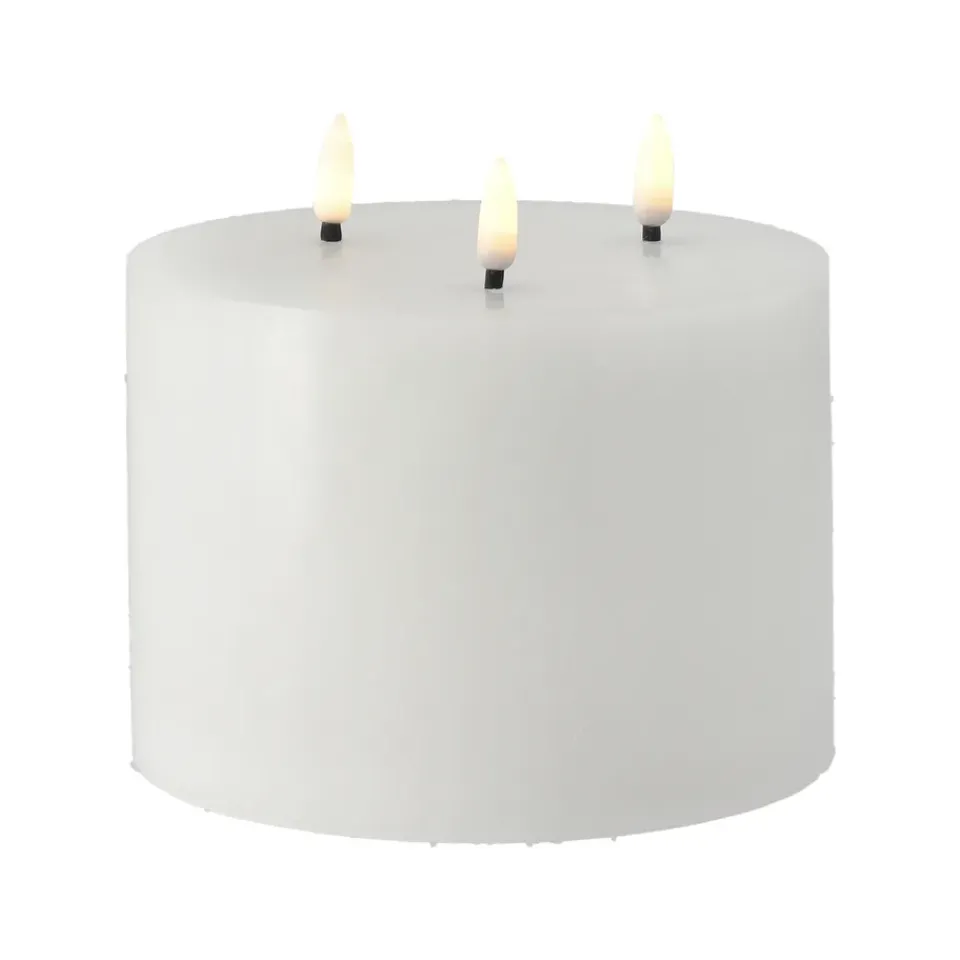 Led-Candles^Scandi Essentials Bright Melt block candle LED 3 wicks 13 cm, White