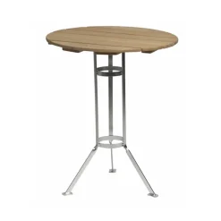 Balcony Furniture|Table For Outdoor Use^Grythyttan Stålmöbler Bryggeri tripod table, Oak oil-hot-dip galvanized stand Beige