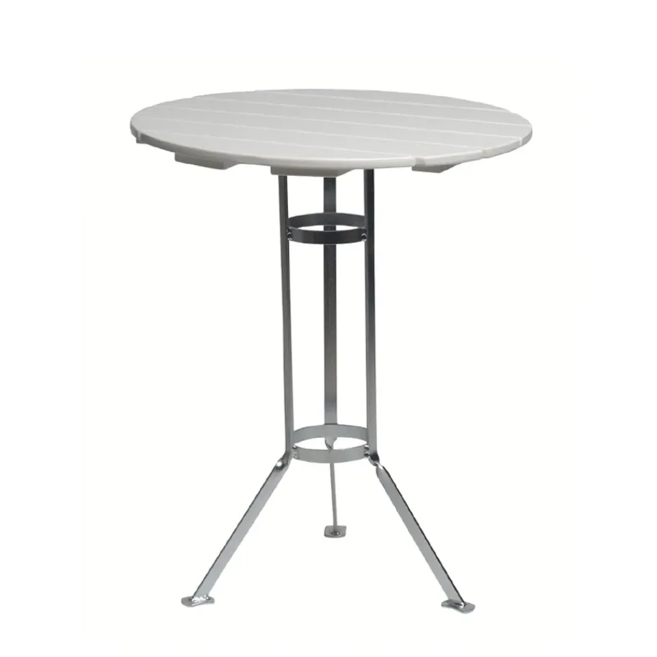 Balcony Furniture|Table For Outdoor Use^Grythyttan Stålmöbler Bryggeri tripod table, lacquer oak-hot-dip galvanized White