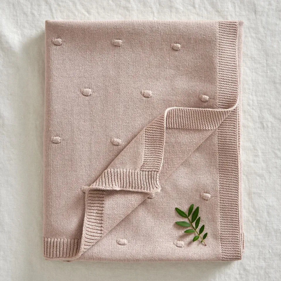 Jack o Juno Bubble knitted baby blanket 80x100 cm, Dusty Pink