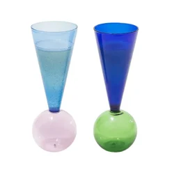 Champagne Glasses^L'Atelier du Vin Bubbles celebration Le Duo champagne glasses, 3 pieces BlueGreenPink