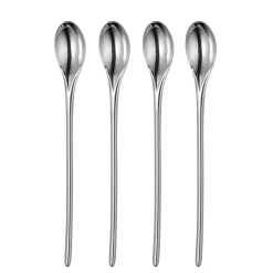 Tea & Coffee Spoons^Robert Welch Bud Bright latté spoon 4 pieces, Stainless steel Silver-coloured