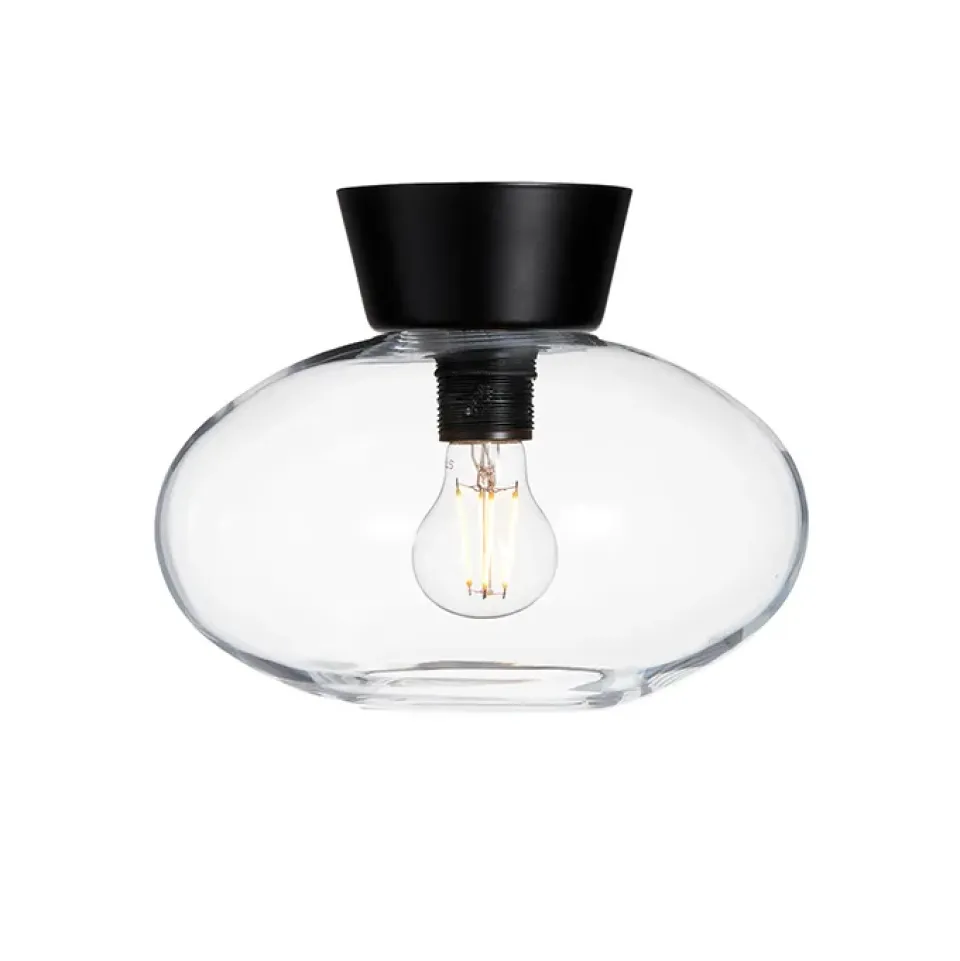 Online Belid Bulllo ceiling lamp clear glass Ø27 cm, matte Black
