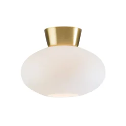 Ceiling Lights|Pendant Lamps^Belid Bullo ceiling lamp opal glass Ø27 cm, brass Gold-coloured