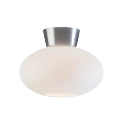 Clearance Belid Bullo ceiling lamp opal glass Ø27 cm, Aluminium Silver-coloured