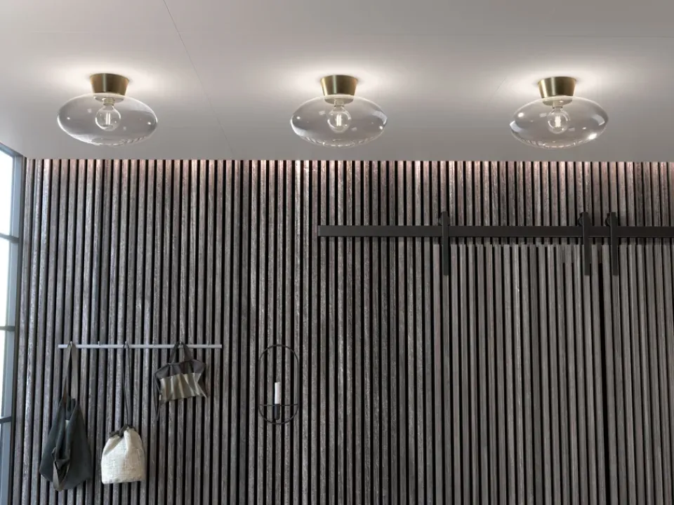Ceiling Lights^Belid Bullo ceiling lamp XL clear glass Ø38 cm, Brass Gold-coloured