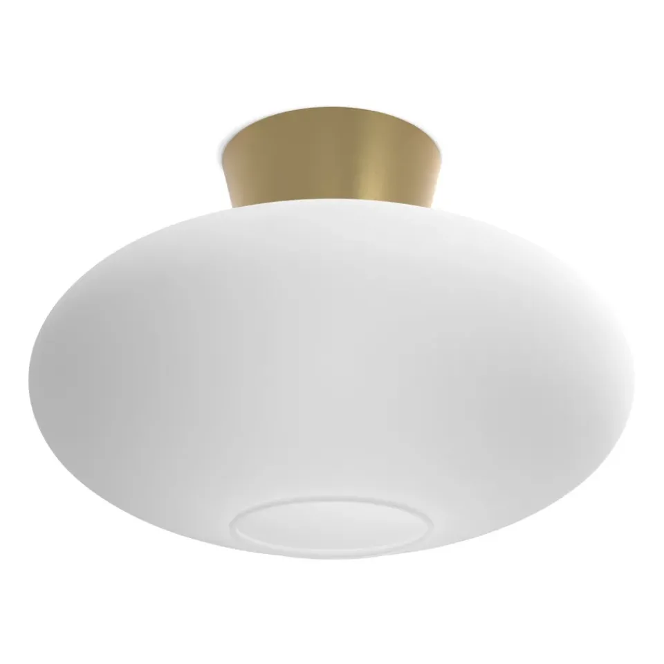 Ceiling Lights^Belid Bullo ceiling lamp XL opal glass Ø38 cm, brass Gold-coloured