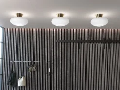 Ceiling Lights^Belid Bullo ceiling lamp XL opal glass Ø38 cm, brass Gold-coloured